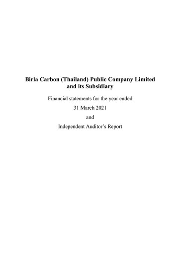 Vorschaubild Birla Carbon (Thailand) Finanzmitteilung fy2021