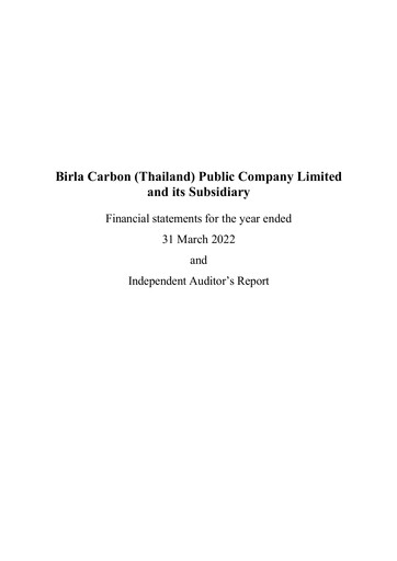 Vorschaubild Birla Carbon (Thailand) Finanzmitteilung fy2022