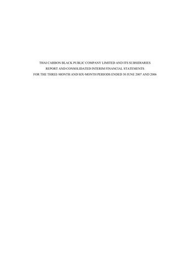 Thumbnail Birla Carbon (Thailand) Quarterly Report 2007-q2