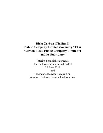 Thumbnail Birla Carbon (Thailand) Quarterly Report 2018-q1