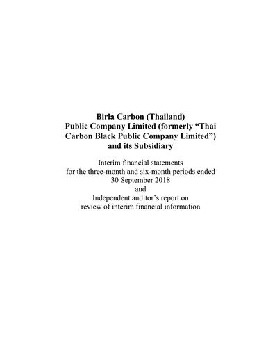 Thumbnail Birla Carbon (Thailand) Quarterly Report 2018-q2