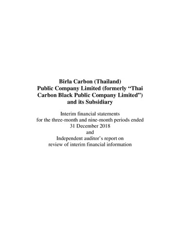 Thumbnail Birla Carbon (Thailand) Quarterly Report 2018-q3