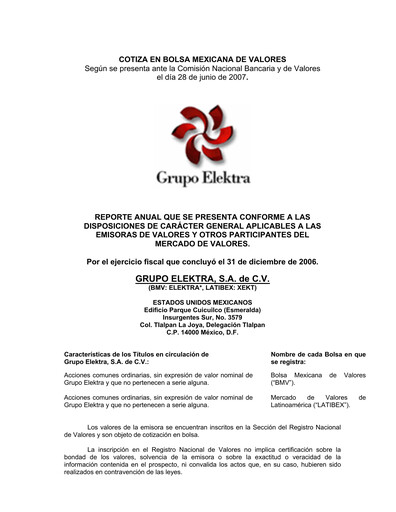 Thumbnail Grupo Elektra
 Annual Report 2006