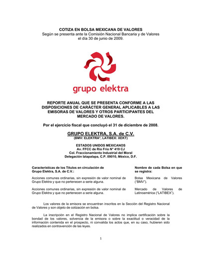 Thumbnail Grupo Elektra
 Annual Report 2008