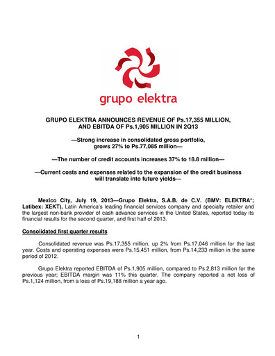 Thumbnail Grupo Elektra
 Quarterly Report 2013-q2