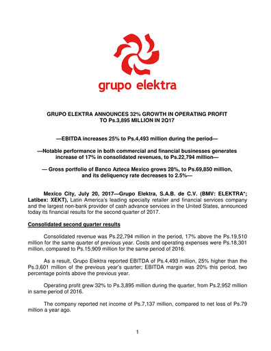 Thumbnail Grupo Elektra
 Quarterly Report 2017-q2