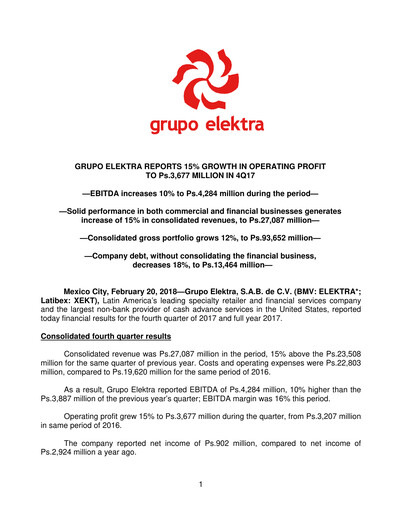 Thumbnail Grupo Elektra
 Quarterly Report 2017-q4