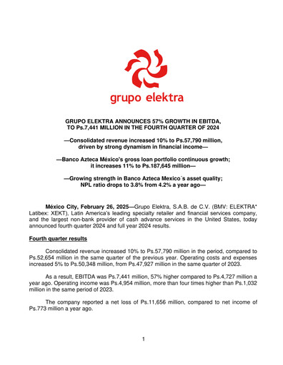 Thumbnail Grupo Elektra
 Quarterly Report 2024-q4