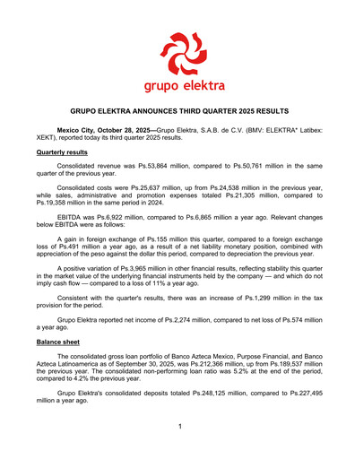 Thumbnail Grupo Elektra
 Quarterly Report 2025-q3