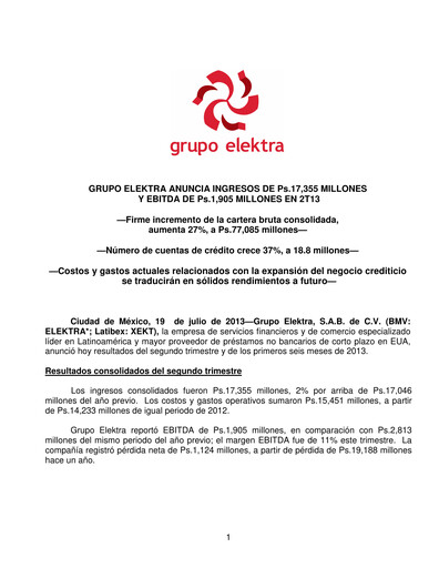 Thumbnail Grupo Elektra
 Quarterly Report 2013-q2