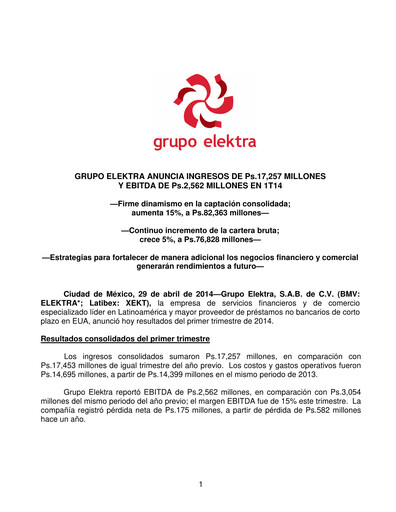 Thumbnail Grupo Elektra
 Quarterly Report 2014-q1