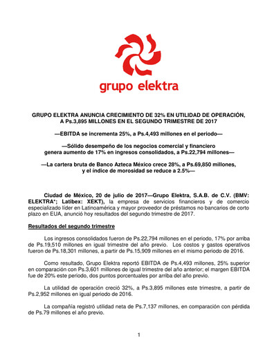 Thumbnail Grupo Elektra
 Quarterly Report 2017-q2