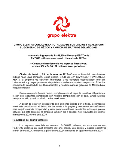 Thumbnail Grupo Elektra
 Quarterly Report 2025-q4
