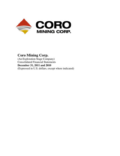 Thumbnail Marimaca Copper Financial Statement 2011