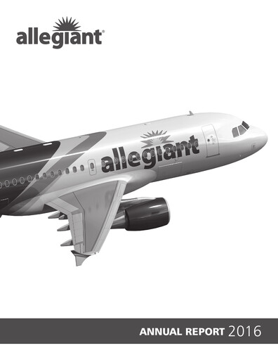 Thumbnail Allegiant Travel Company Annual Report 2016