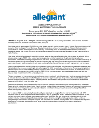 Thumbnail Allegiant Travel Company Quarterly Report 2025-q2