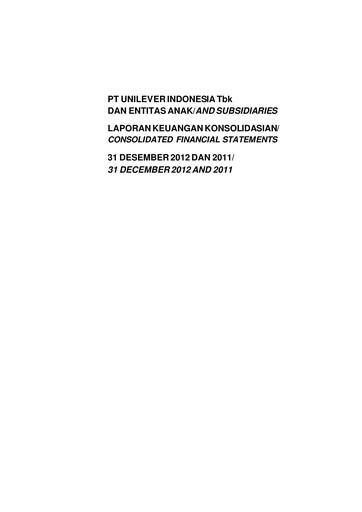 Thumbnail Unilever Indonesia Financial Statement 2012