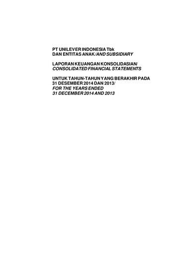Thumbnail Unilever Indonesia Financial Statement 2014