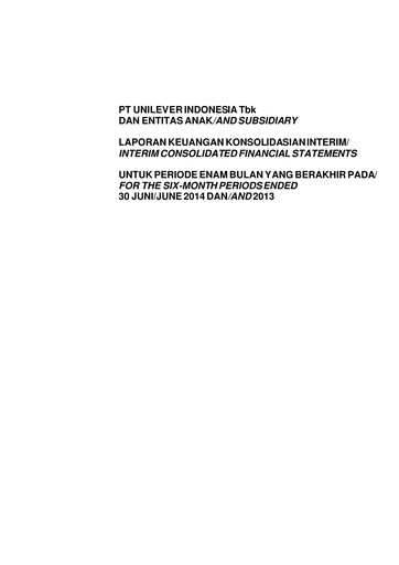 Miniature Unilever Indonesia Rapport semestriel 2014-h1