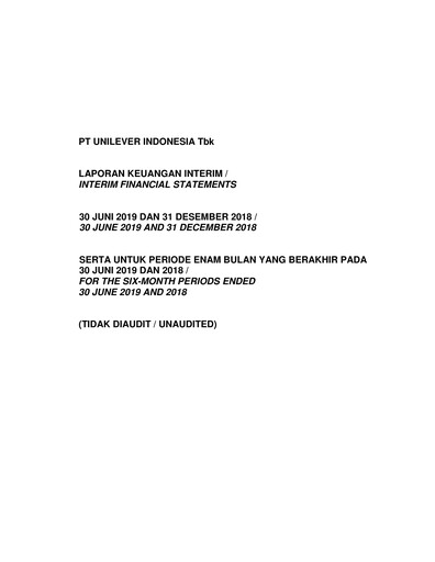 Miniature Unilever Indonesia Rapport semestriel 2019-h1