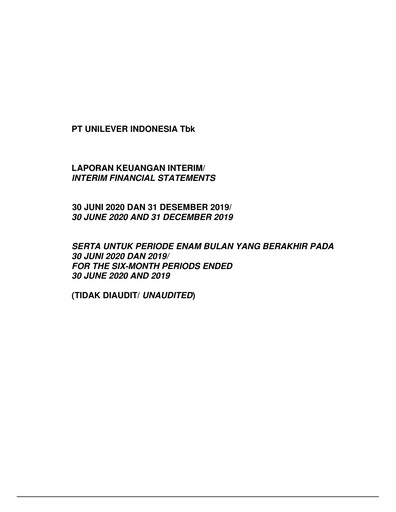 Miniature Unilever Indonesia Rapport semestriel 2020-h1
