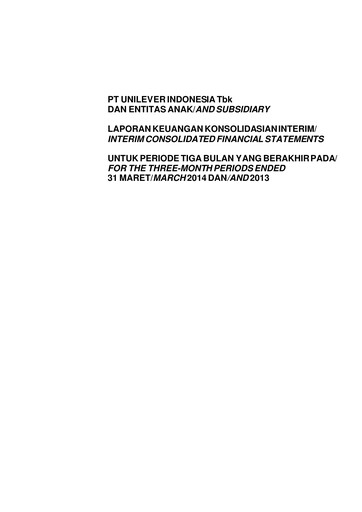 Miniature Unilever Indonesia Rapport trimestriel 2014-q1