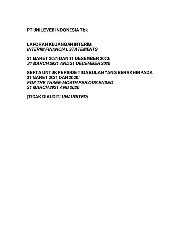 Miniature Unilever Indonesia Rapport trimestriel 2021-q1