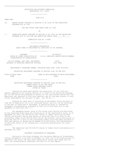 Thumbnail KLA Annual Report 2000