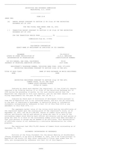 Thumbnail KLA Annual Report 2001