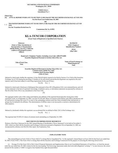 Thumbnail KLA Annual Report 2003