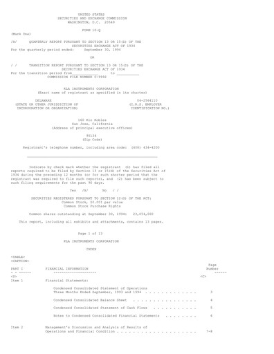 Thumbnail KLA Quarterly Report 1994-q3