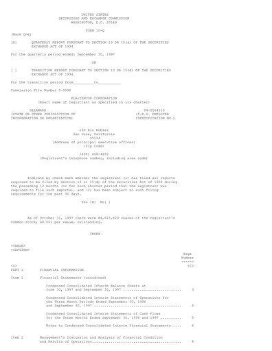 Thumbnail KLA Quarterly Report 1997-q3