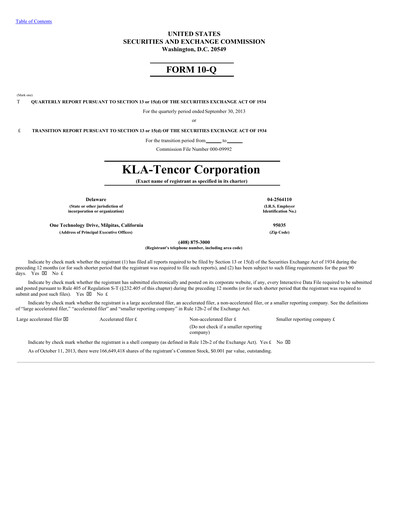 Thumbnail KLA Quarterly Report 2013-q3