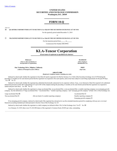 Thumbnail KLA Quarterly Report 2018-q4