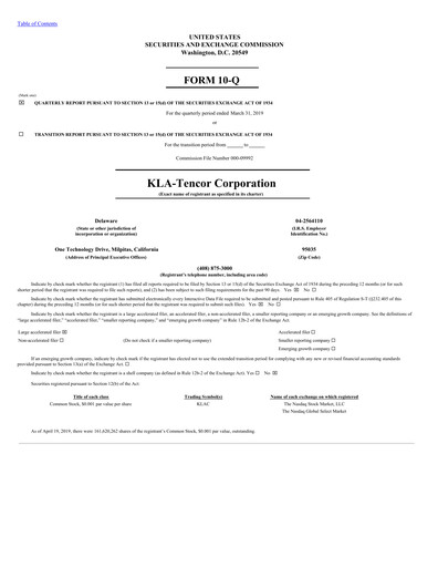 Thumbnail KLA Quarterly Report 2019-q1
