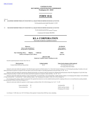 Thumbnail KLA Quarterly Report 2019-q4
