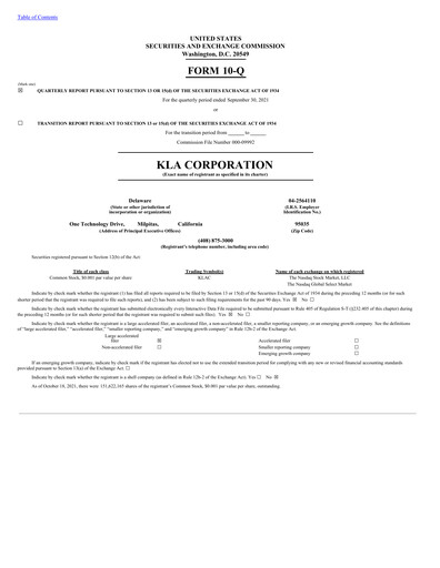 Thumbnail KLA Quarterly Report 2021-q3