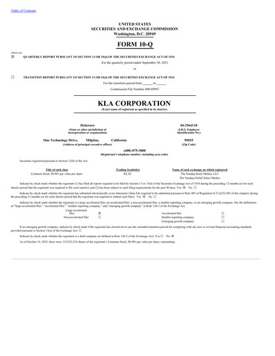 Thumbnail KLA Quarterly Report 2023-q3