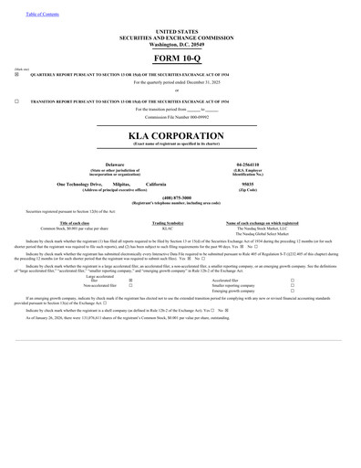 Thumbnail KLA Quarterly Report 2025-q4