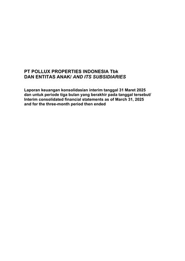 Miniature Pollux Properti Indonesia Rapport trimestriel 2025-q1