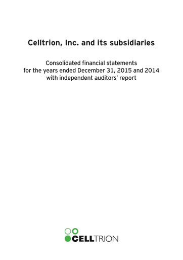 Thumbnail Celltrion
 Financial Statement 2014-2015