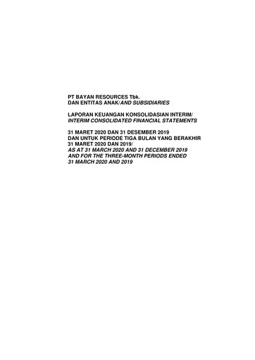 Miniature Bayan Resources
 Rapport trimestriel 2020-q1