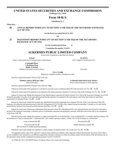 Thumbnail Alkermes Annual Report 2013