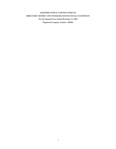 Thumbnail Alkermes Financial Statement 2020