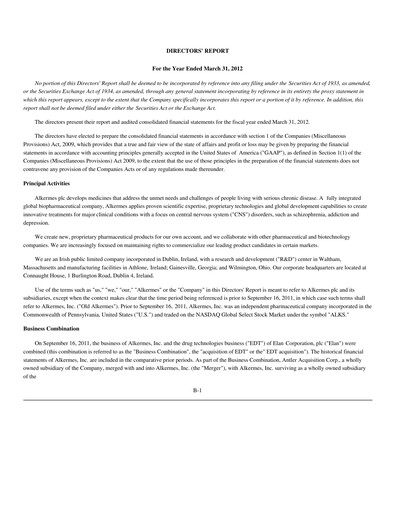 Thumbnail Alkermes Financial Statement fy2012