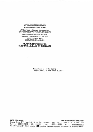 Thumbnail Jasa Marga Financial Statement 2011