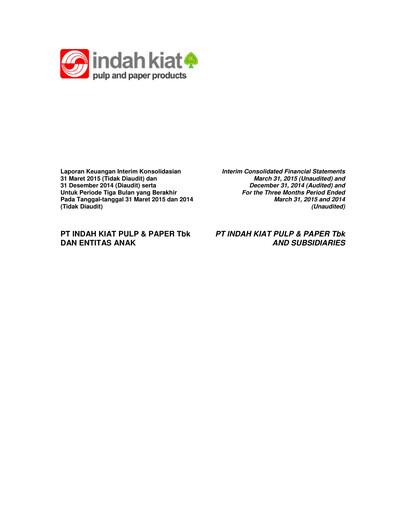 Miniature Indah Kiat Pulp & Paper Rapport trimestriel 2015-q1
