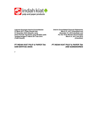 Miniature Indah Kiat Pulp & Paper Rapport trimestriel 2017-q1
