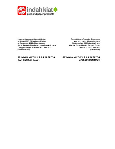 Miniature Indah Kiat Pulp & Paper Rapport trimestriel 2023-q1