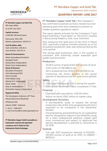 Thumbnail Merdeka Copper Gold
 Quarterly Report 2017-q2